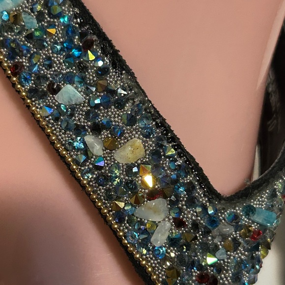 Sparkling Black Women's Sandals - Picture 4 of 8